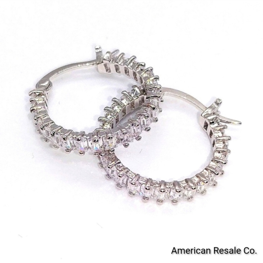Made with Swarovski Crystals 3/4" Small Hoop Earrings - Picture 2 of 7